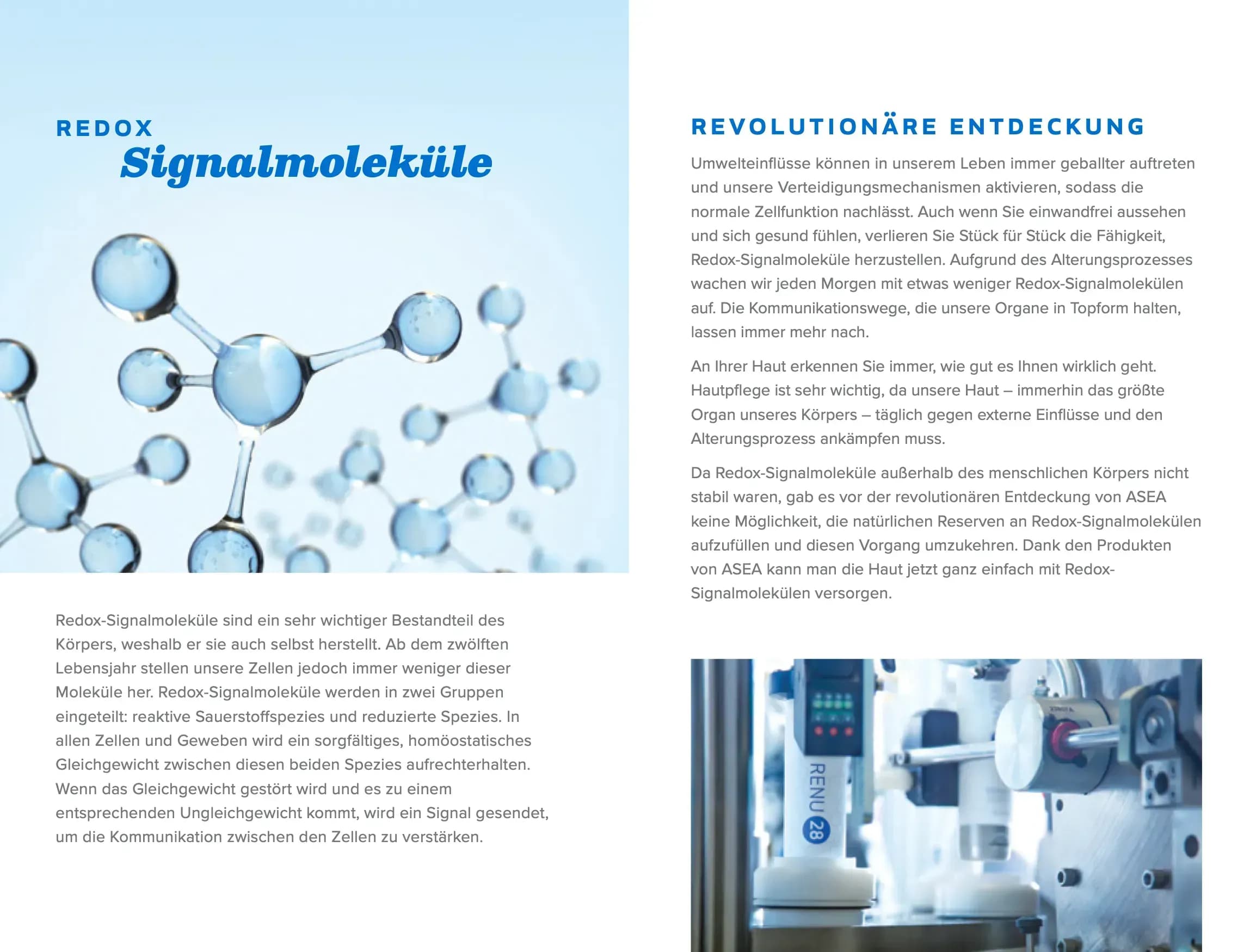 ASEA™ ist durch US-Patente 8,367,120 · 8,663,705 · 8,455,010 geschützt. Die patentierte Herstellung der Redox-Moleküle macht ASEA einzigartig und technologisch exklusiv.